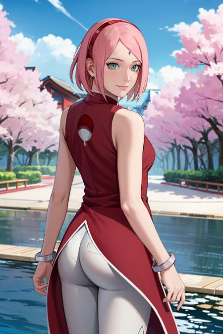 20493-905924657-masterpiece, absurdres ,1girl, haruno sakura,forehead mark, red hairband, red sleeveless dress,bracelet,  from behind, white pan.png